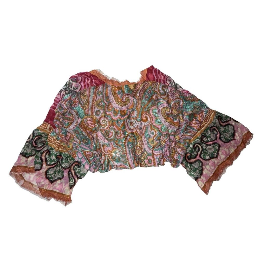 Anthropologie Women’s Printed Shine Tie-Front Kimono One Size - Picture 8 of 9